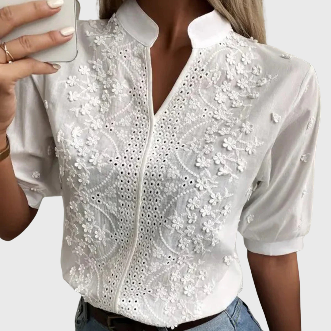 Camille | Women's Falling Blouse in White