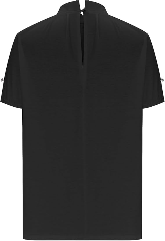 Nadia | Elegant Black Blouse with Collar and Off-the-Shoulder Design