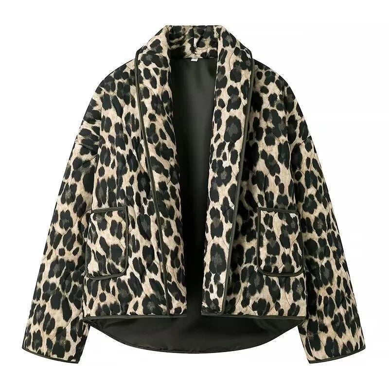 Quilted Jacket in Leopard Print
