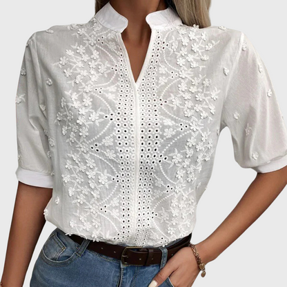 Camille | Women's Falling Blouse in White