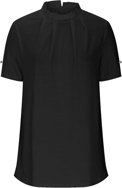 Nadia | Elegant Black Blouse with Collar and Off-the-Shoulder Design