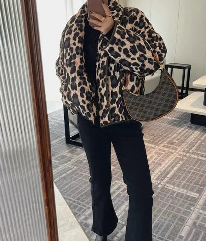 Quilted Jacket in Leopard Print