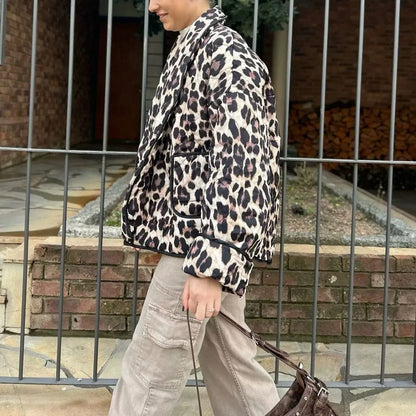 Quilted Jacket in Leopard Print