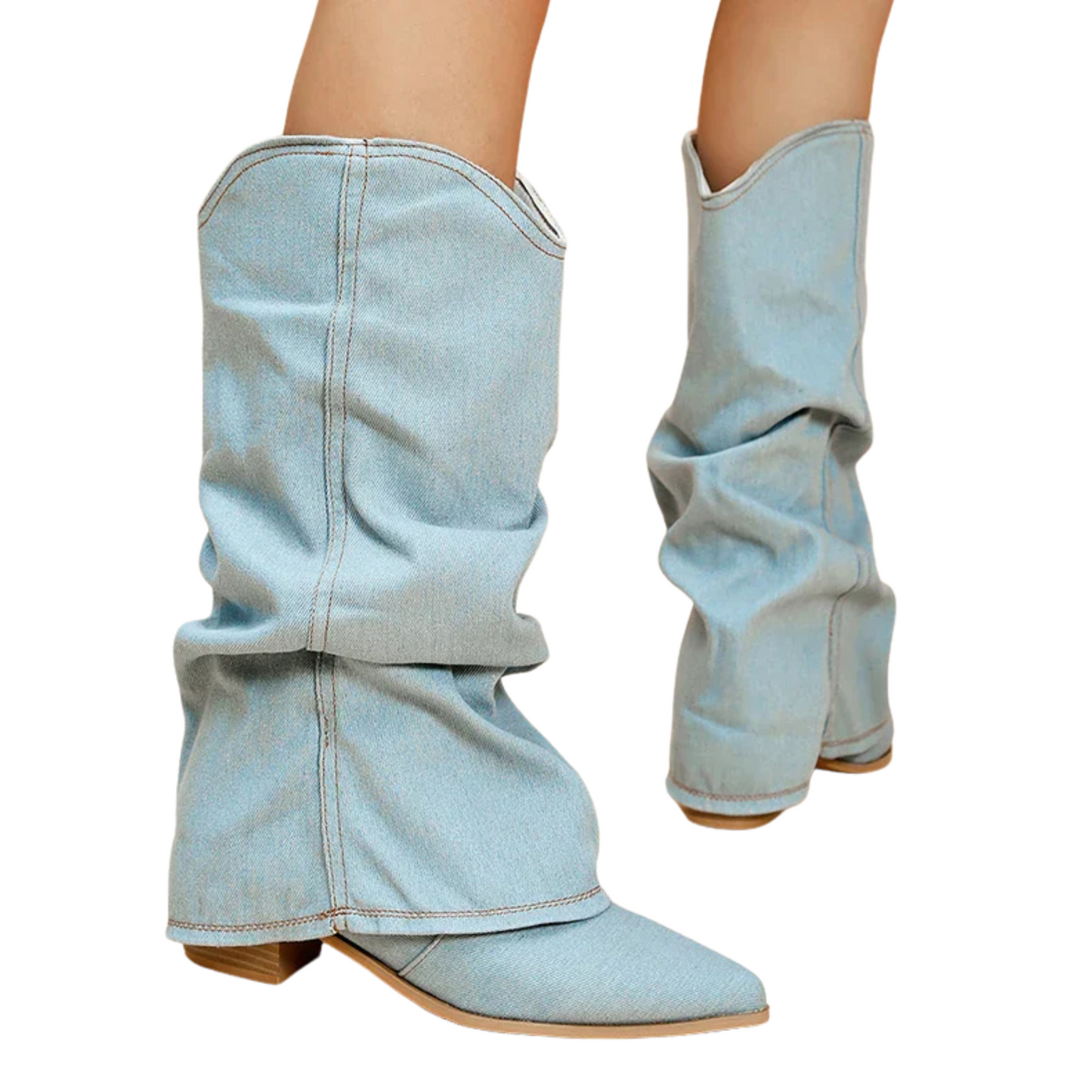 Claire | Denim Knee-High Boots
